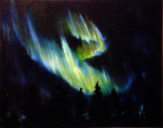 550x434 Northern Lights Series, Oil On Canvas By Richard Humphrey - Northern Lights Oil Painting