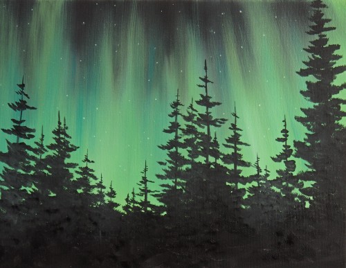 500x387 Classes Artworkshops.ca Julie Lamoureux - Northern Lights Oil Painting