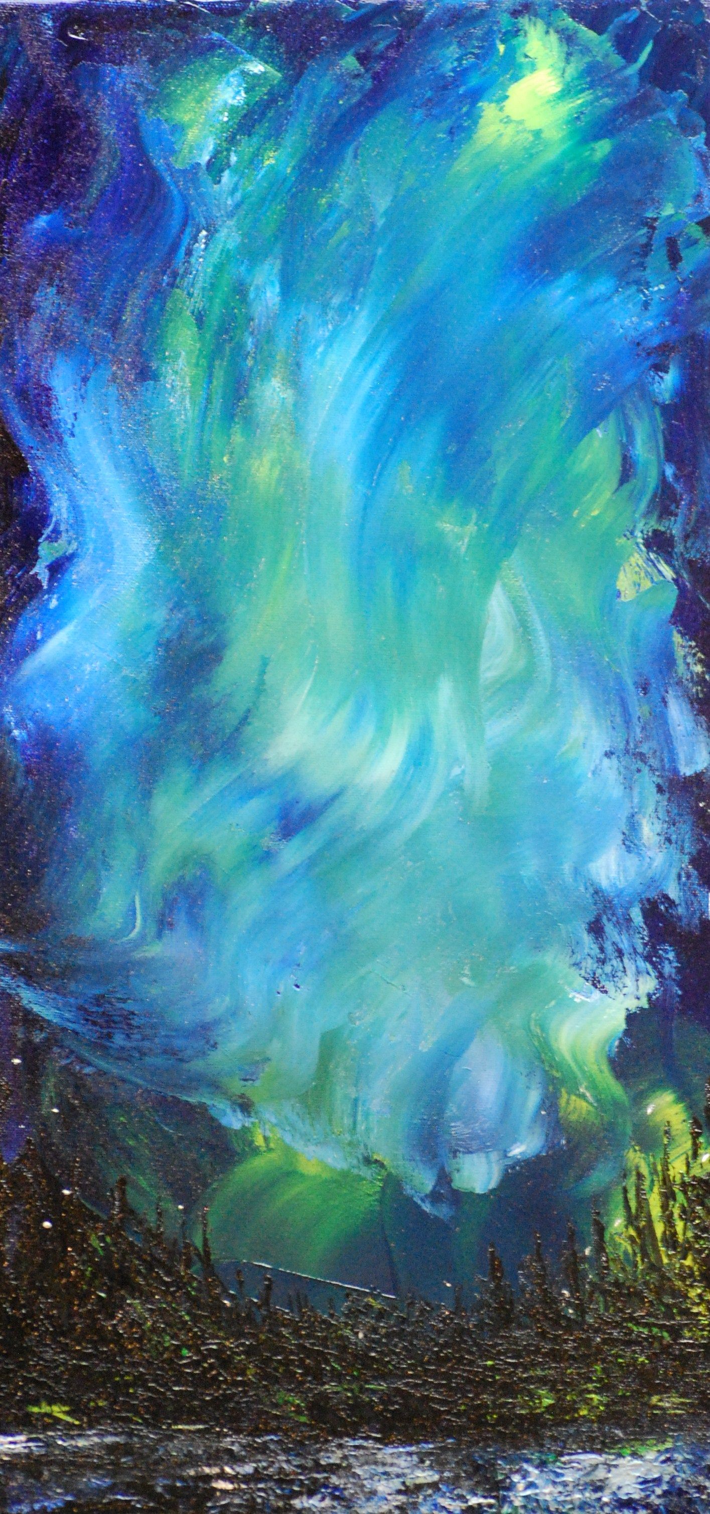 1415x3018 Northern Lights Aurora Borealis Painting Oil Painting There Are - Northern Lights Oil Painting