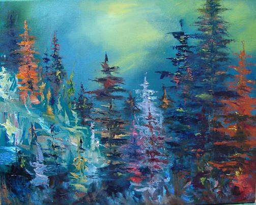 503x403 Impressionist - Northern Lights Oil Painting
