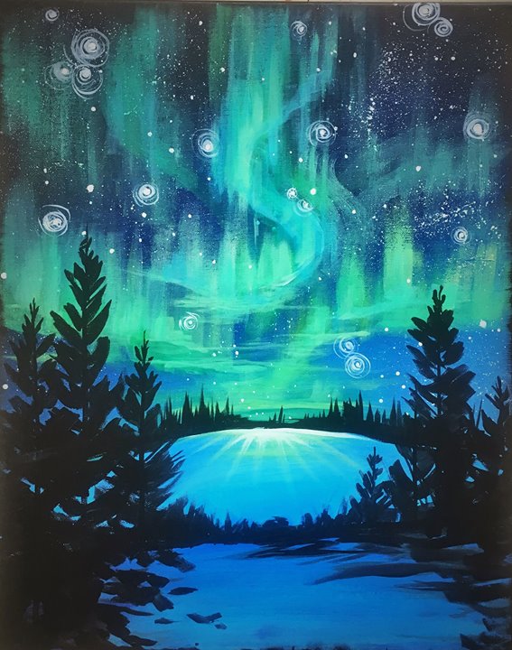 567x720 Northern Lights Paint Amp Sip (New!) - Northern Lights Painting