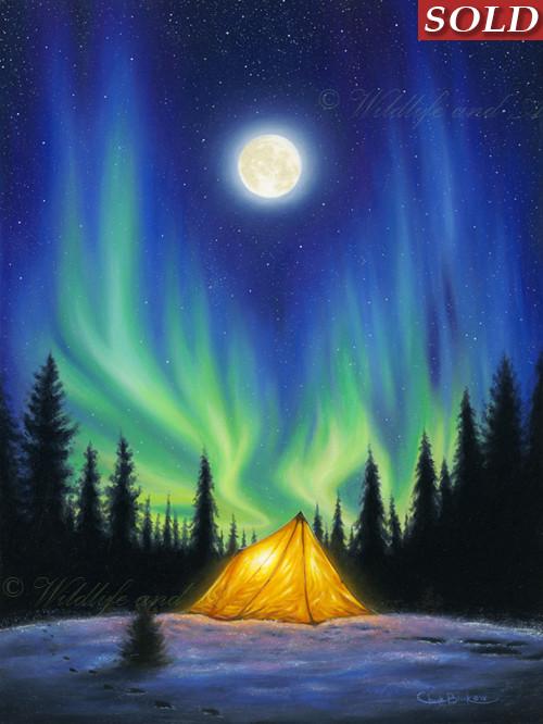 500x666 Original Northern Lights Painting - Northern Lights Painting