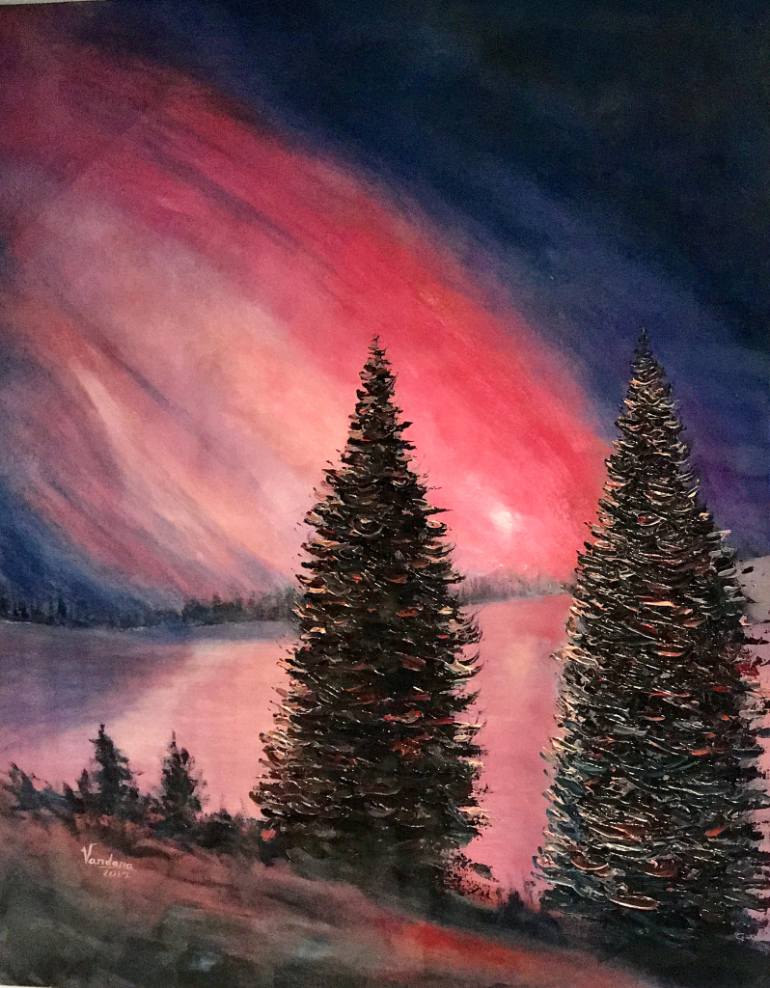770x988 Saatchi Art Northern Lights Painting By Vandana Mehta - Northern Lights Painting