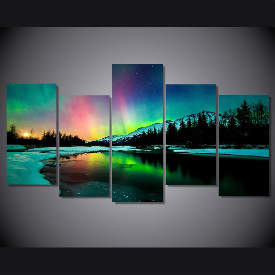 960x960 Aurora Northern Lights Reflection - Northern Lights Painting