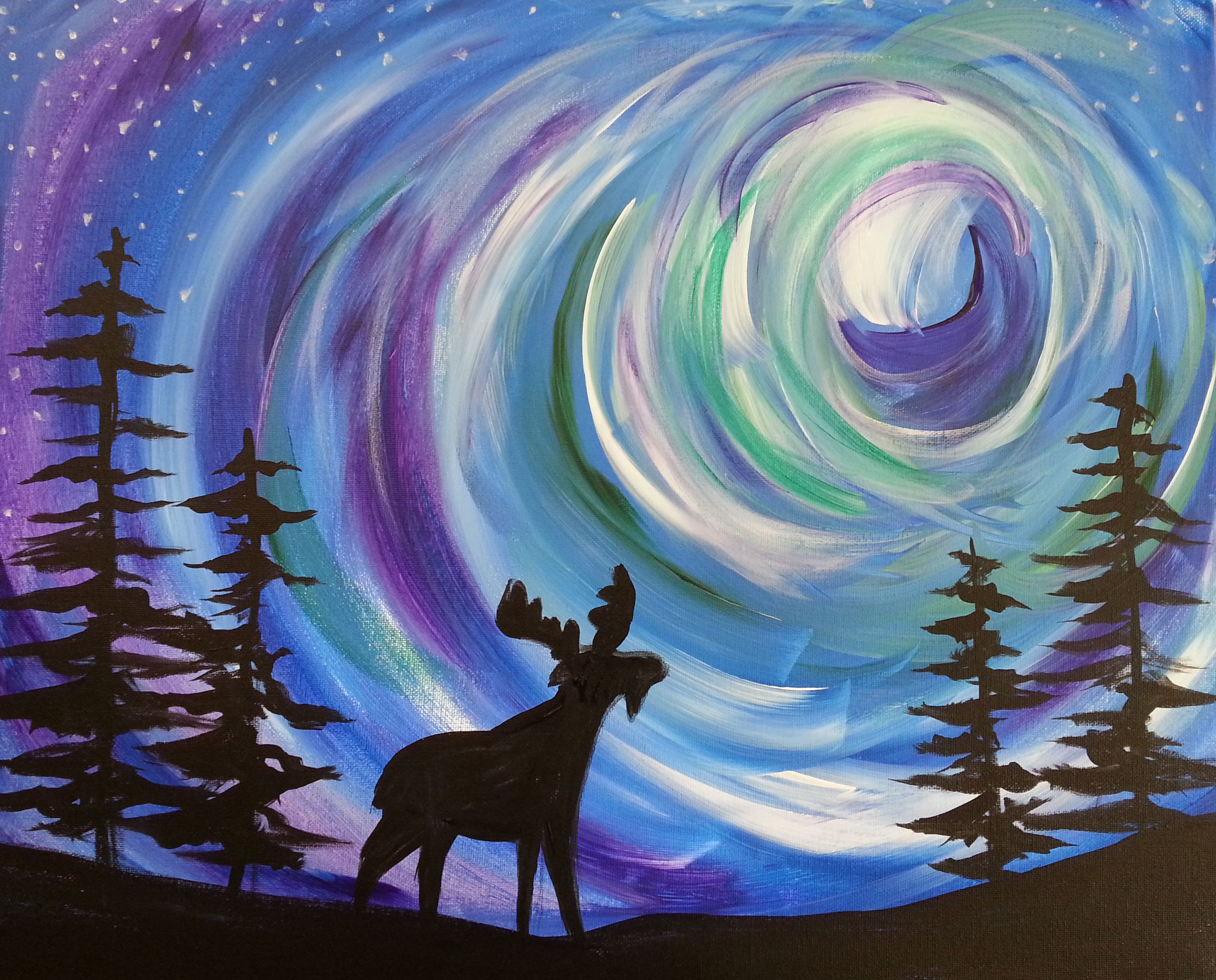 2865x2310 Northern Lights Painting - Northern Lights Painting