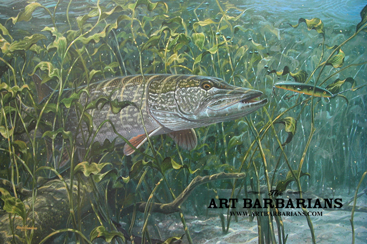 750x499 Wildlife Art Prints Plus Original Paintings With A Wide Selection - Northern Pike Painting