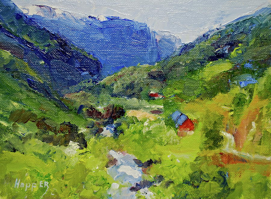 900x663 Flam Valley Norway Painting By Carol Hopper - Norway Painting