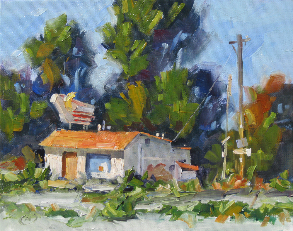 1000x791 Tom Brown Fine Art Americana, Nostalgia, Retro 50s Abandoned - Nostalgic Summer Painting