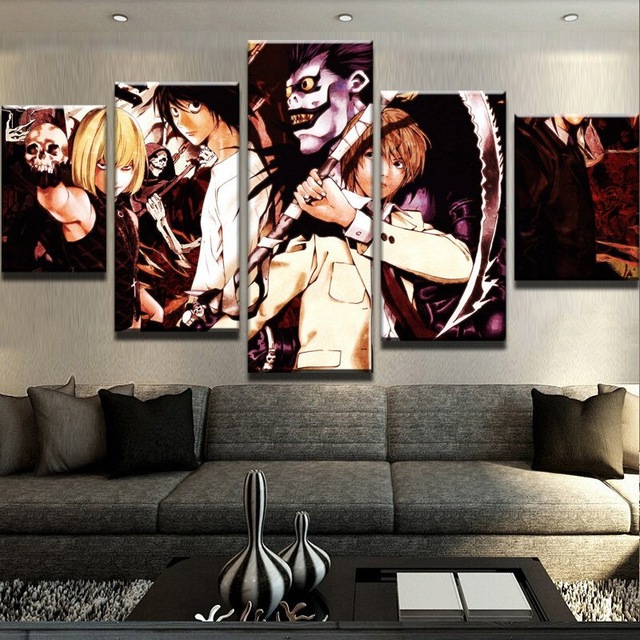 640x640 5 Panel Canvas Printed Death Note Decoration Animation Poster - Note Painting