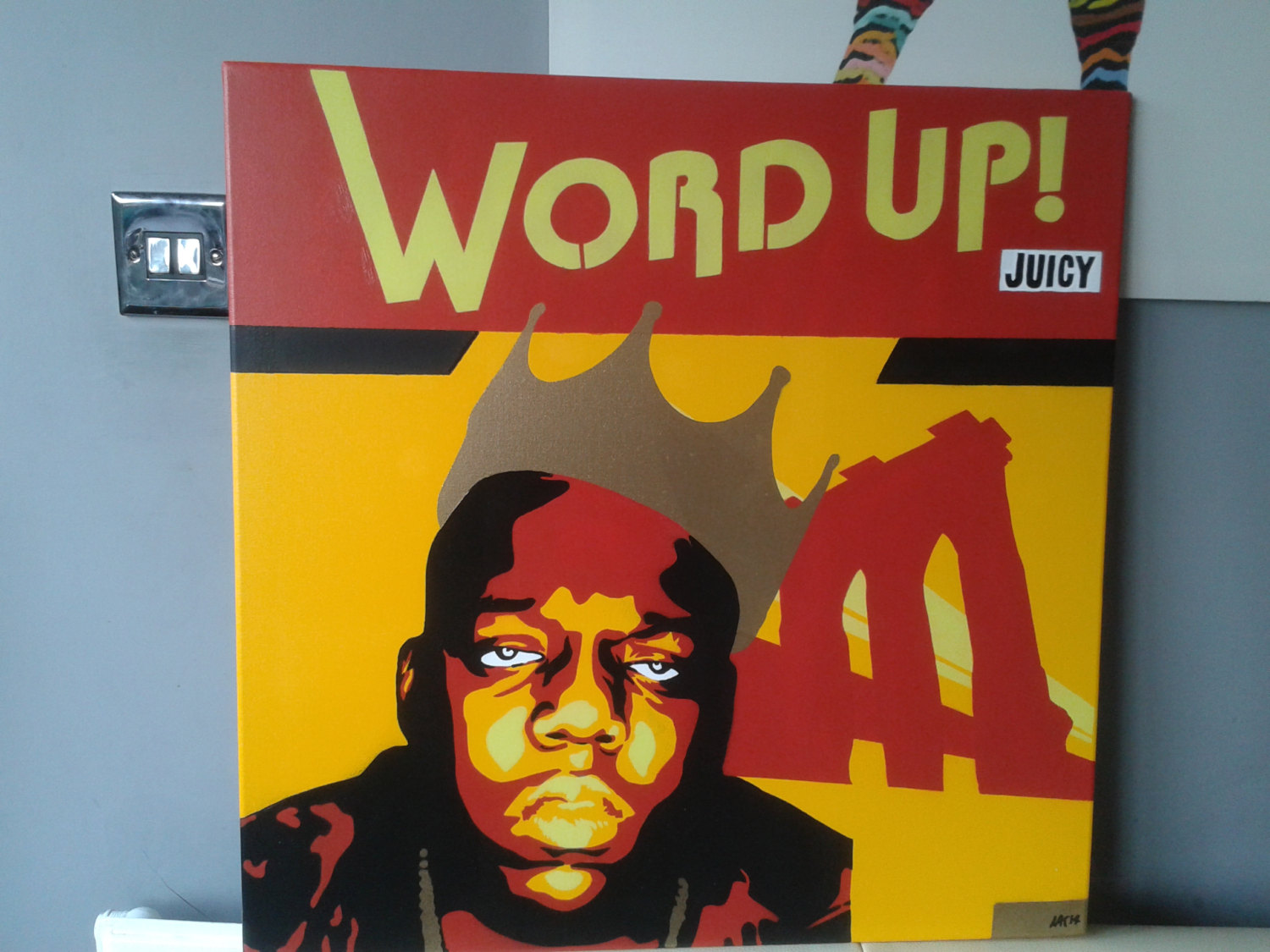 1500x1125 Biggie Smalls Notorious B.i.g Stencil Art Canvas Painting Hip - Notorious Big Crown Painting