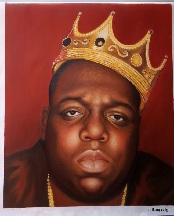 570x708 Notorious Big Biggie Smalls Hip Hop Art, Oil Painting On Canvas - Notorious Big Crown Painting