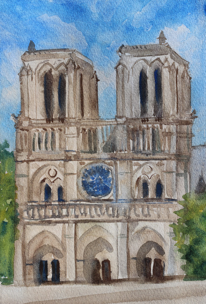 695x1024 Notre Dame Cathedral Final - Notre Dame Cathedral Painting