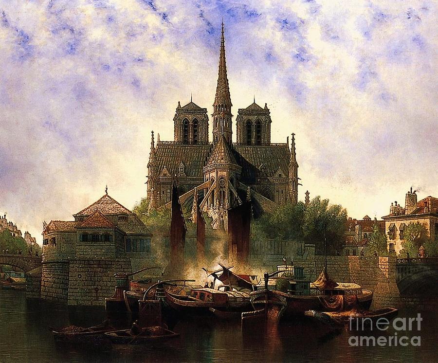 900x746 Notre Dame Cathedral Paris Painting By Pg Reproductions - Notre Dame Cathedral Painting