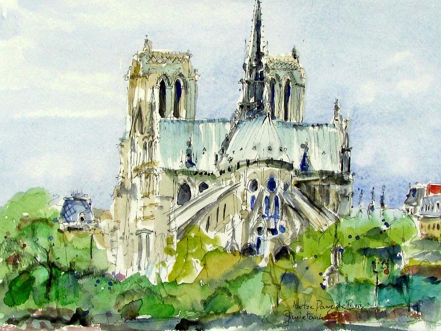900x675 Notre Dame De Paris Painting By Jerry Smietanka - Notre Dame Cathedral Painting