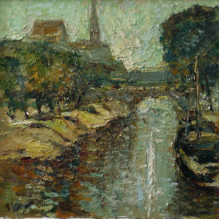 770x770 Saatchi Art Canal Near Notre Dame Cathedral Painting By Georgiy - Notre Dame Cathedral Painting