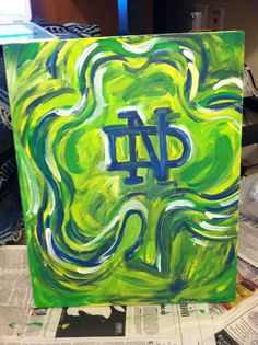 236x315 Fighting Irish Notre Dame Canvas Painting By Therachelburke Etsy - Notre Dame Football Painting