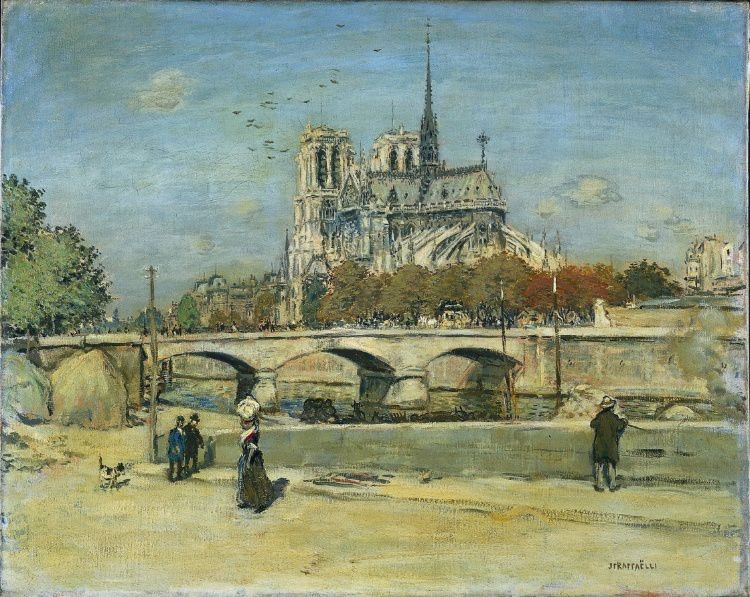 750x597 Art Now And Then Notre Dame De Paris - Notre Dame Painting
