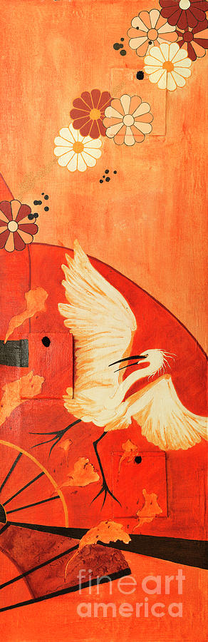 292x900 Fighting Egret 2 Painting By Beryl Noyce - Noyce Painting