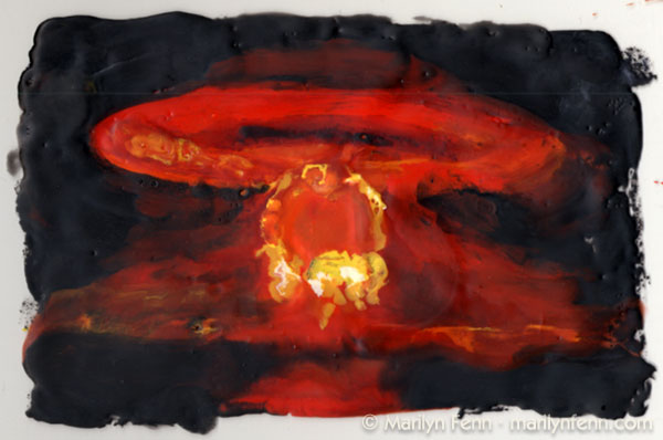 600x398 Nuclear Bomb Romeo Small Landscape Encaustic Painting By Marilyn - Nuclear Bomb Painting