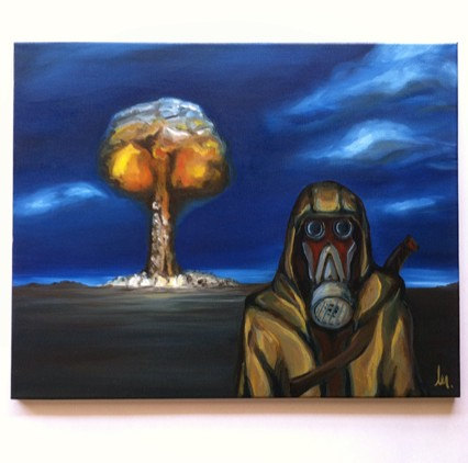426x422 Post Apocalyptic Painting Original 16 X 20 Oil Atomic Bomb - Nuclear Bomb Painting
