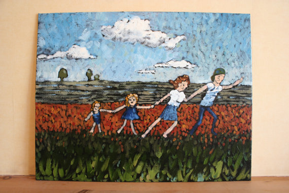 570x380 Nuclear Family Original Oil Painting - Nuclear Family Painting