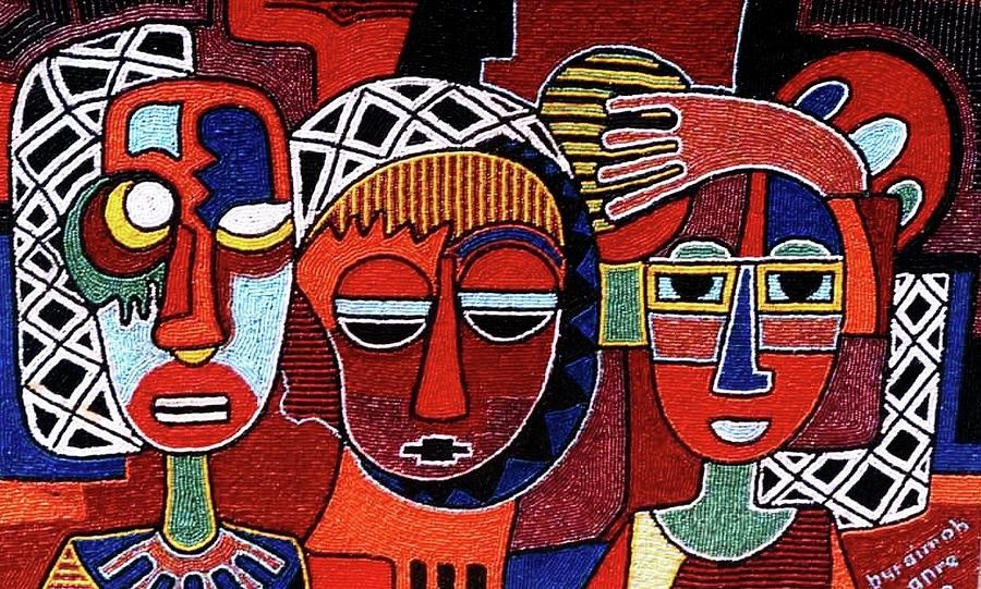 900x541 Nuclear Family Painting By Lanre Buraimoh - Nuclear Family Painting