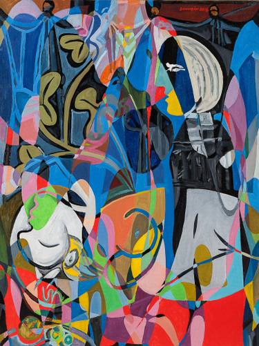 375x501 Saatchi Art Nude, Green Leaves And Bust (Reflections On Works By - Nude Green Leaves And Bust Painting