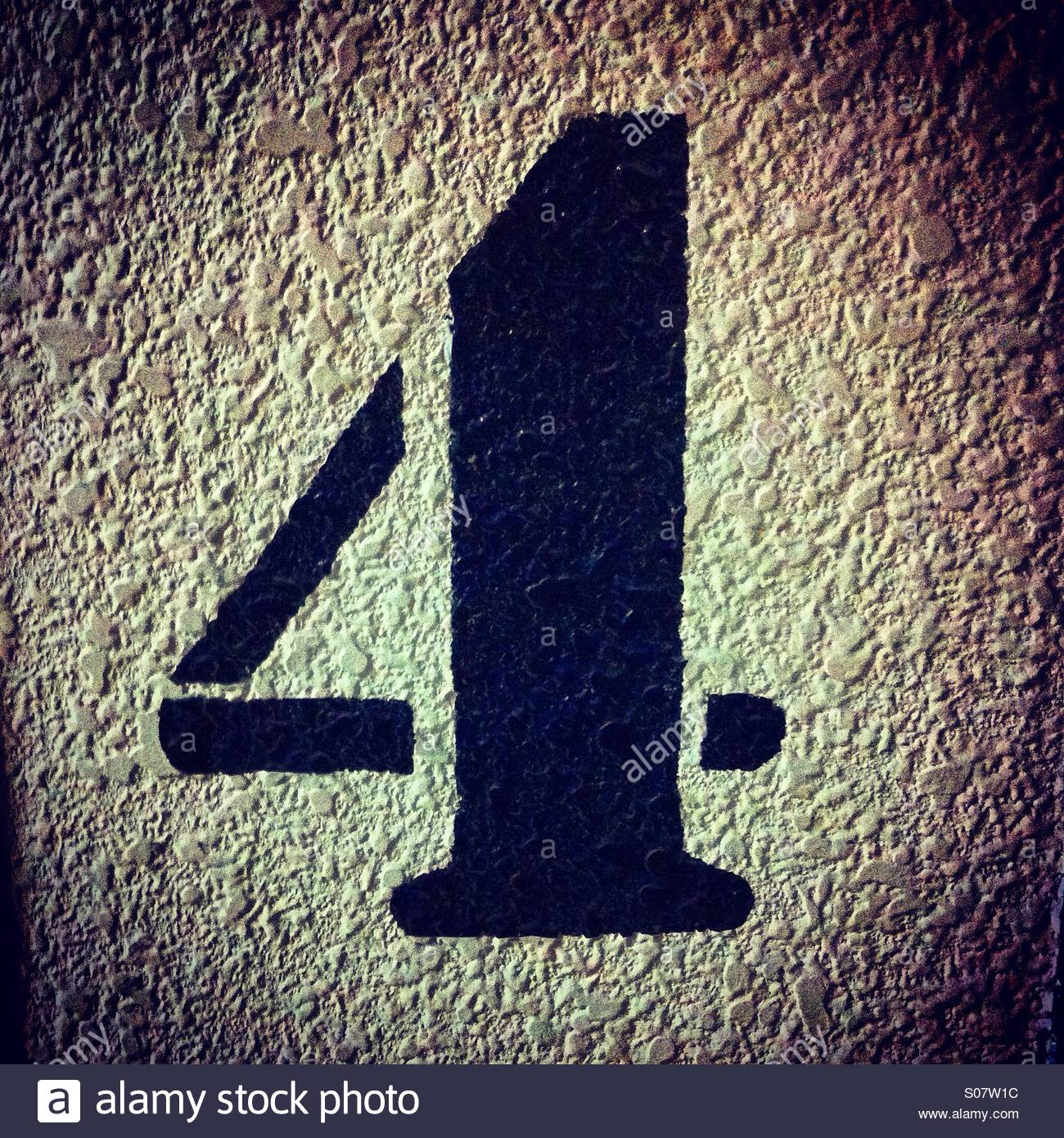 1300x1390 Number 4 Stencil Painted In Black On A Textured Wall Stock Photo - Number 4 Painting