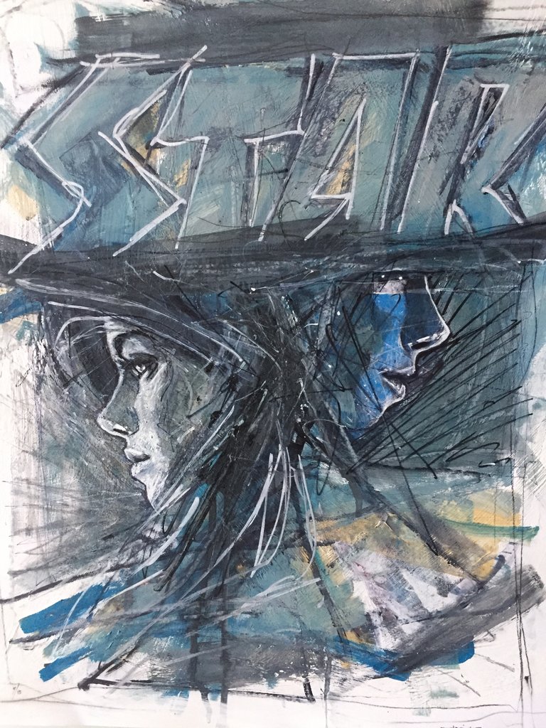 768x1024 Starfighter Hand Painted Print (Number 413) Paper And Fabric - Number 4 Painting