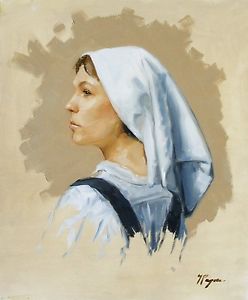 248x300 Original Oil Painting - Nurse Painting