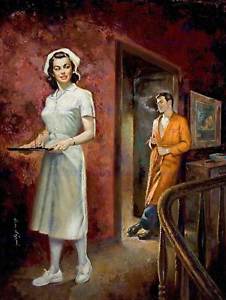 226x300 Painting Portrait Patient Nurse Smoking Scene Fine Art Print - Nurse Painting