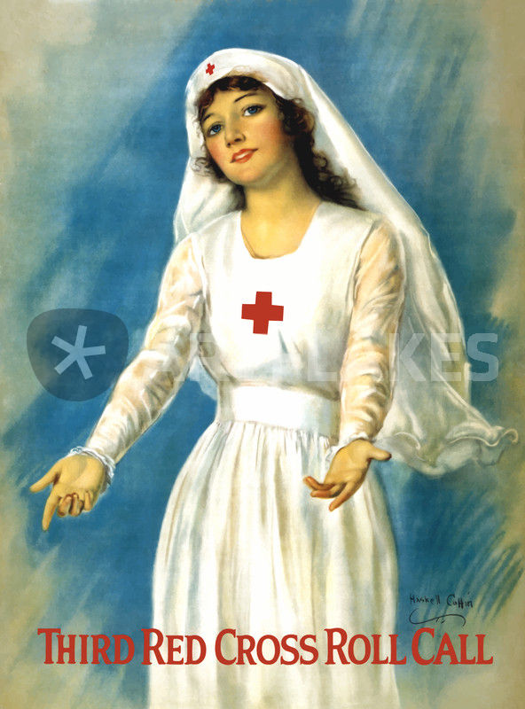 592x800 Red Cross Nurse Painting Art Prints And Posters By Warishellstore - Nurse Painting