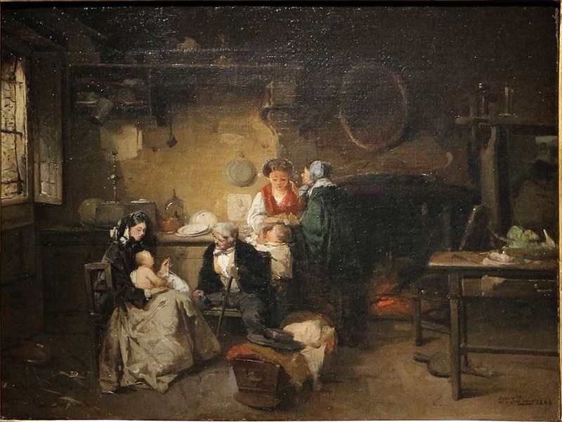 800x601 Visit Of The Nurse Painting Domenico Induno Oil Paintings - Nurse Painting