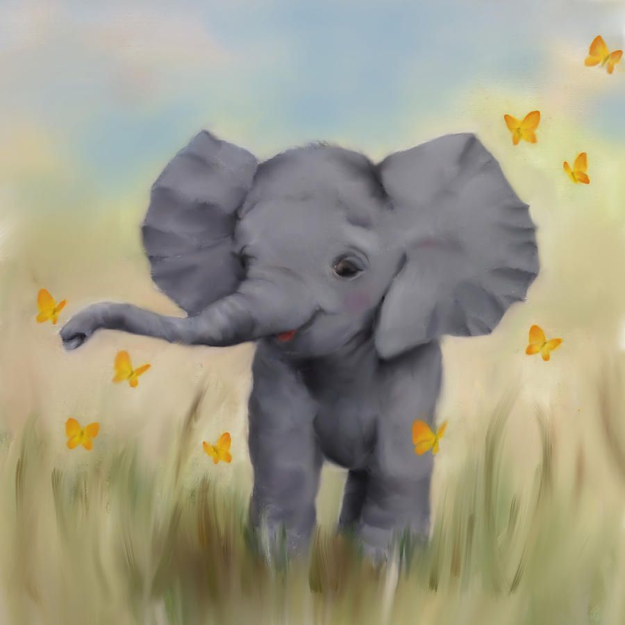 900x900 Safari Elephant Painting Nursery Art Canvas Print Canvas Art By - Nursery Painting