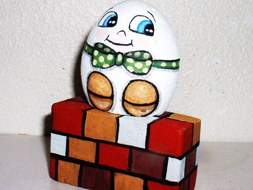 853x640 Humpty Dumpty Sat On A Wall ! Hand Painted Rock Nursery Rhyme - Nursery Rhymes Painting