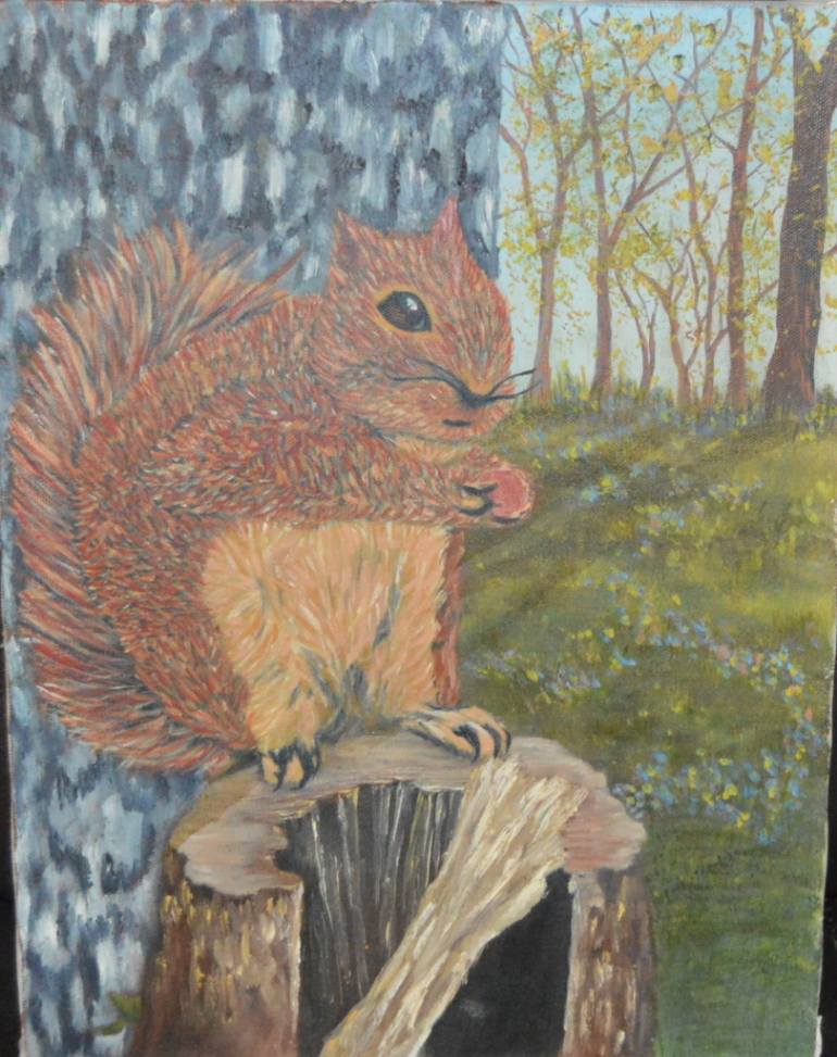 770x973 Saatchi Art Squirrel Eating A Nut Painting By Debra Foster - Nut Painting