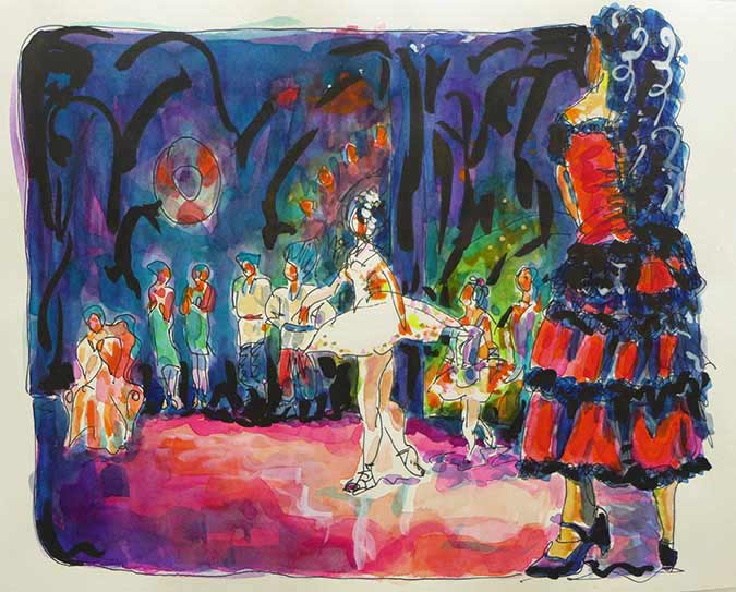 675x543 Nutcracker Vibrant Watercolor Painting Sugar Plum Fairy - Nutcracker Painting