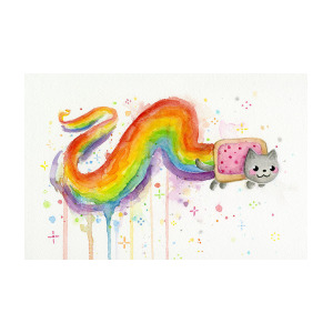 300x300 Nyan Cat Watercolor Painting By Olga Shvartsur - Nyan Cat Painting
