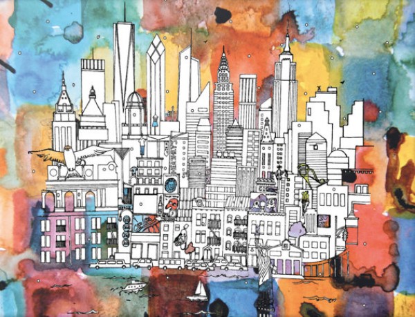 600x459 Holidays Postcard. Nyc Themed - Nyc Painting