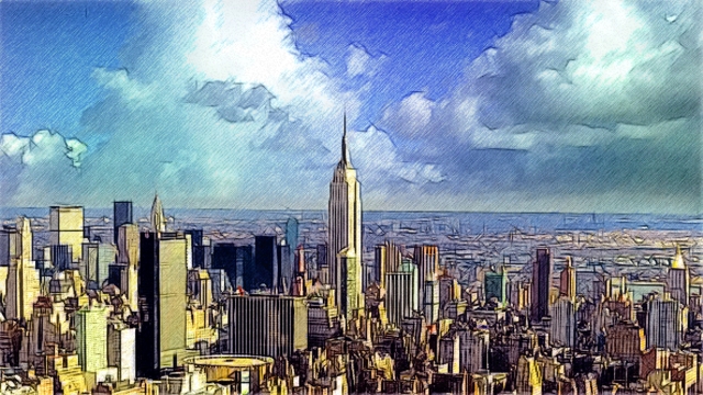 640x360 Nyc(Sketch) By T Douglas Painting - Nyc Painting
