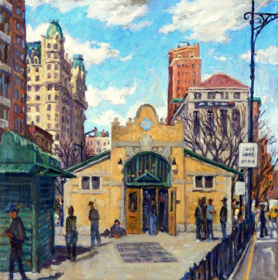 570x574 Oil Painting Landscape, 72nd Street Subway, Nyc. Realist Oil - Nyc Subway Painting