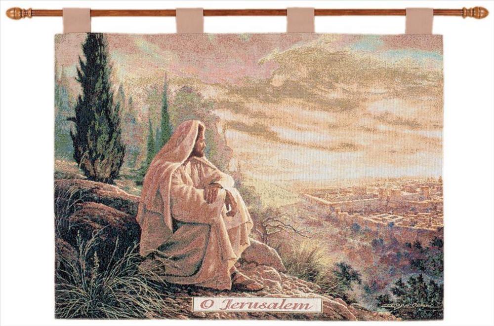1000x661 Greg Olsen O Jerusalem Jesus Tapestry Wall Hanging 26. X 36 - O Jerusalem Painting
