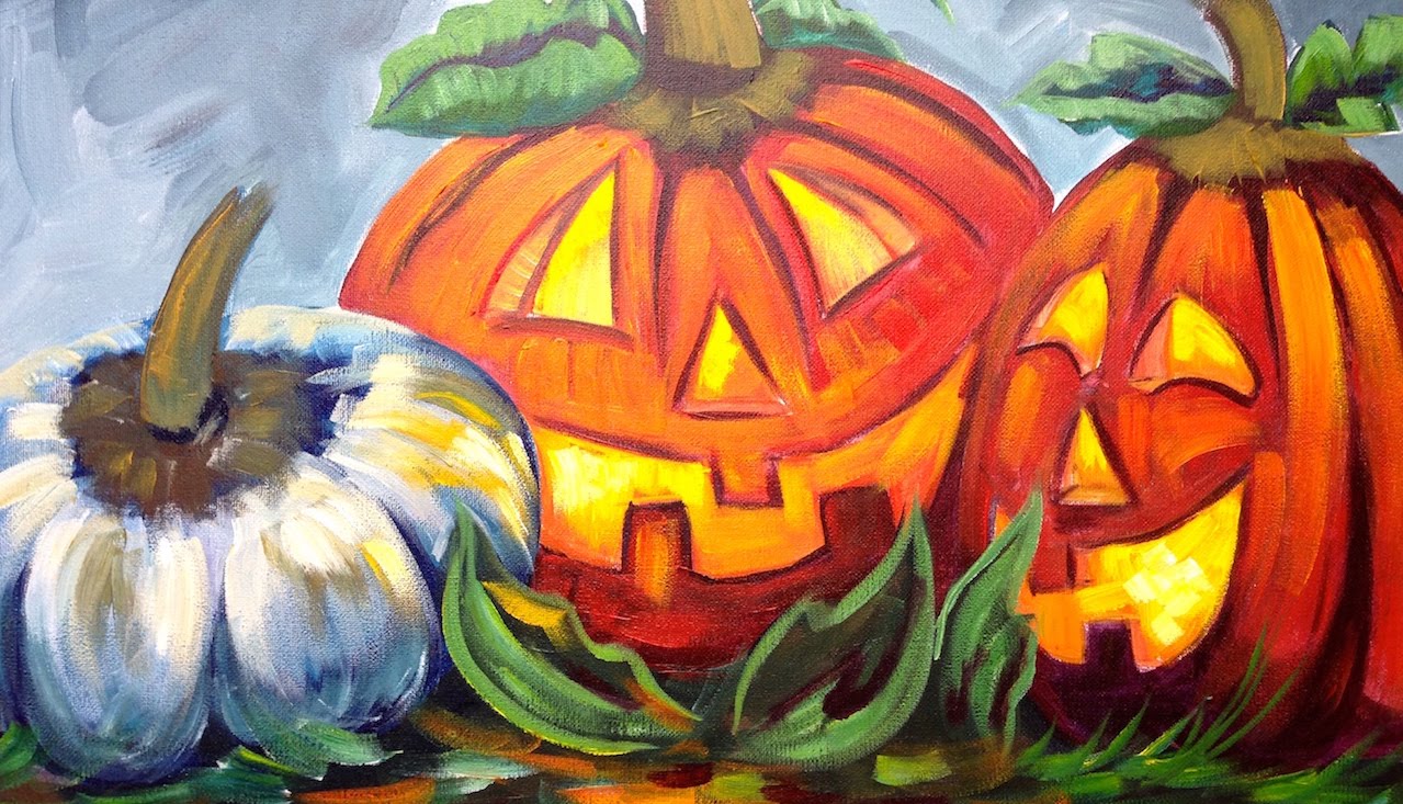 1279x733 How To Paint Pumpkins Jack O Lanterns Cute Halloween Art - O Painting