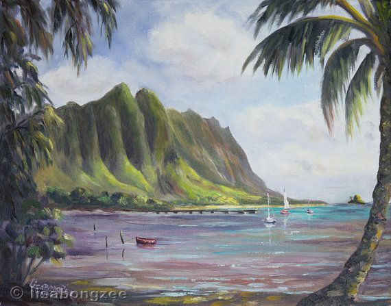 570x447 Kaneohe Bay Original Oil Painting 11x14 Art Hawaii Waiahole Beach - Oahu Painting