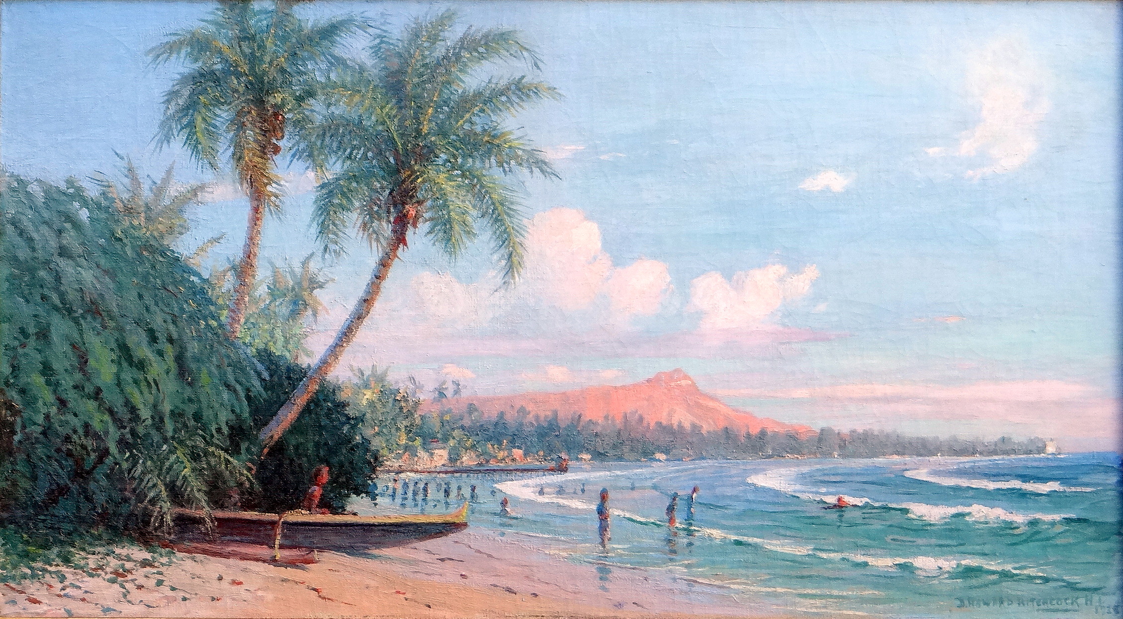 2259x1246 David Howard Hitchcock, Waikiki Beach, Diamond Head, Oahu, Hawaii - Oahu Painting