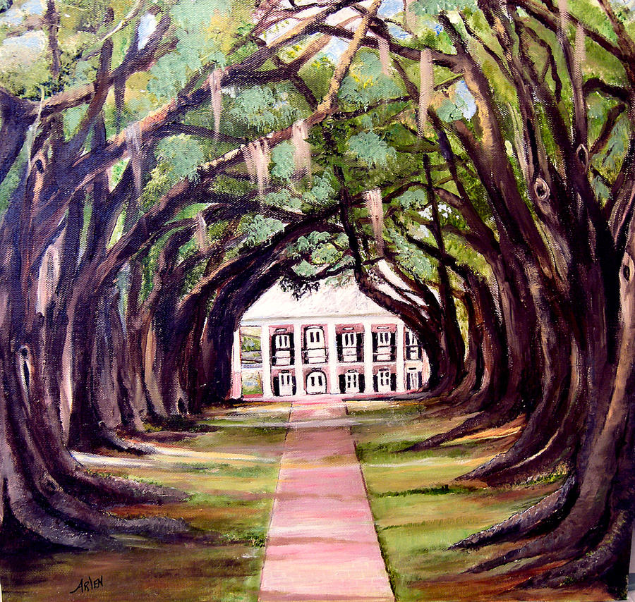 900x854 Oak Alley Plantation Painting By Arlen Avernian - Oak Alley Painting
