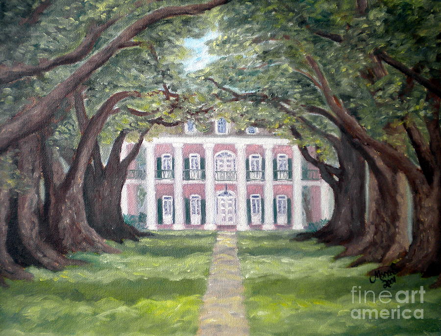 900x686 Oak Alley Plantation Painting By Mona Stilson - Oak Alley Painting