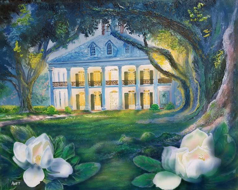 770x616 Saatchi Art Oak Alley Plantation New Media By Nicolas Avet - Oak Alley Painting