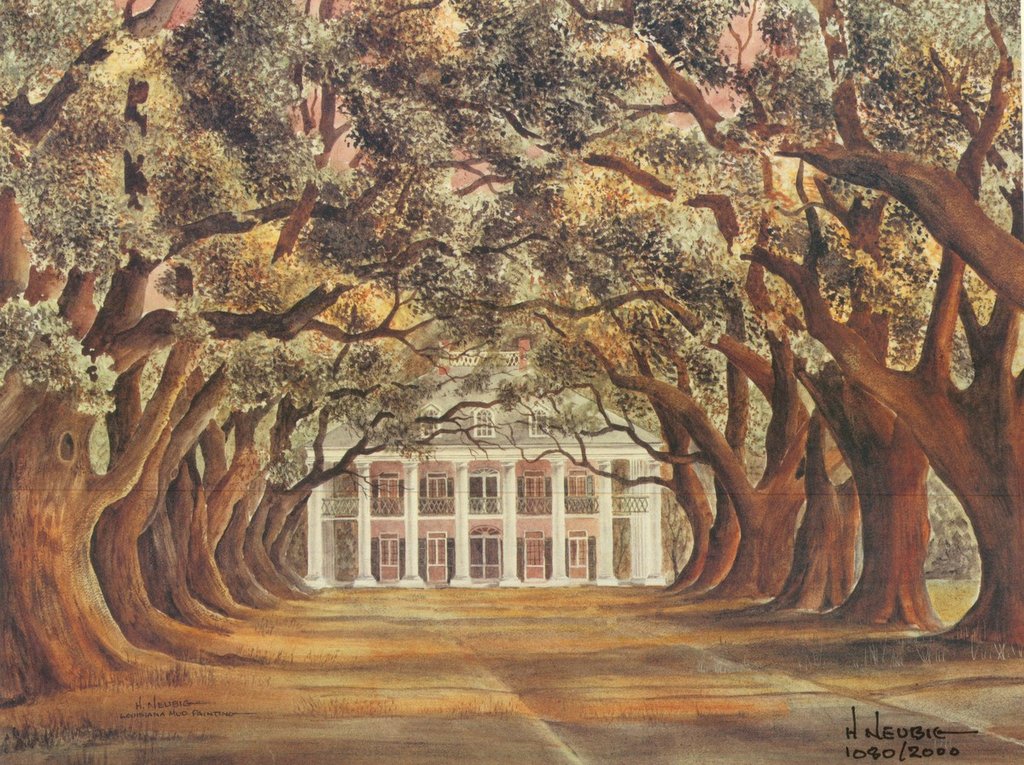 1024x765 Oak Alley Plantation Antebellum Mansion Louisiana Mud Paintings - Oak Alley Plantation Painting