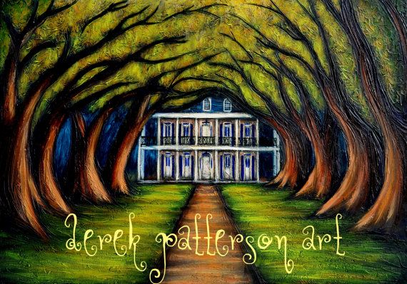 570x399 Oak Alley Plantation By Louisiana Artist Derek By Pattersonart - Oak Alley Plantation Painting